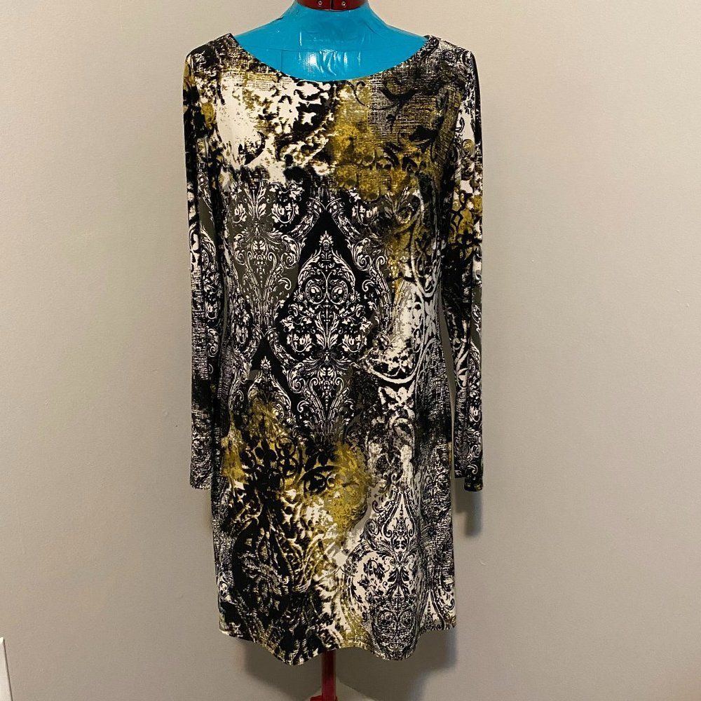 Nine West Scoop Neck Long Sleeve Lined Knee Length Dress Size 14
